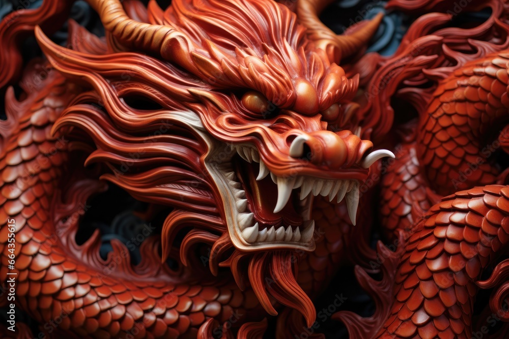 custom made wallpaper toronto digitalGolden Chinese dragon statue in the temple background. Religion and culture of Chines New Year 2024