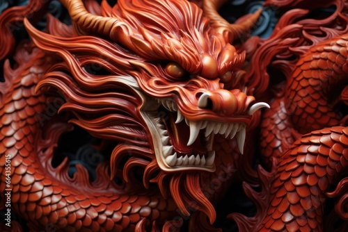 Wallpaper Mural Golden Chinese dragon statue in the temple background. Religion and culture of Chines New Year 2024 Torontodigital.ca