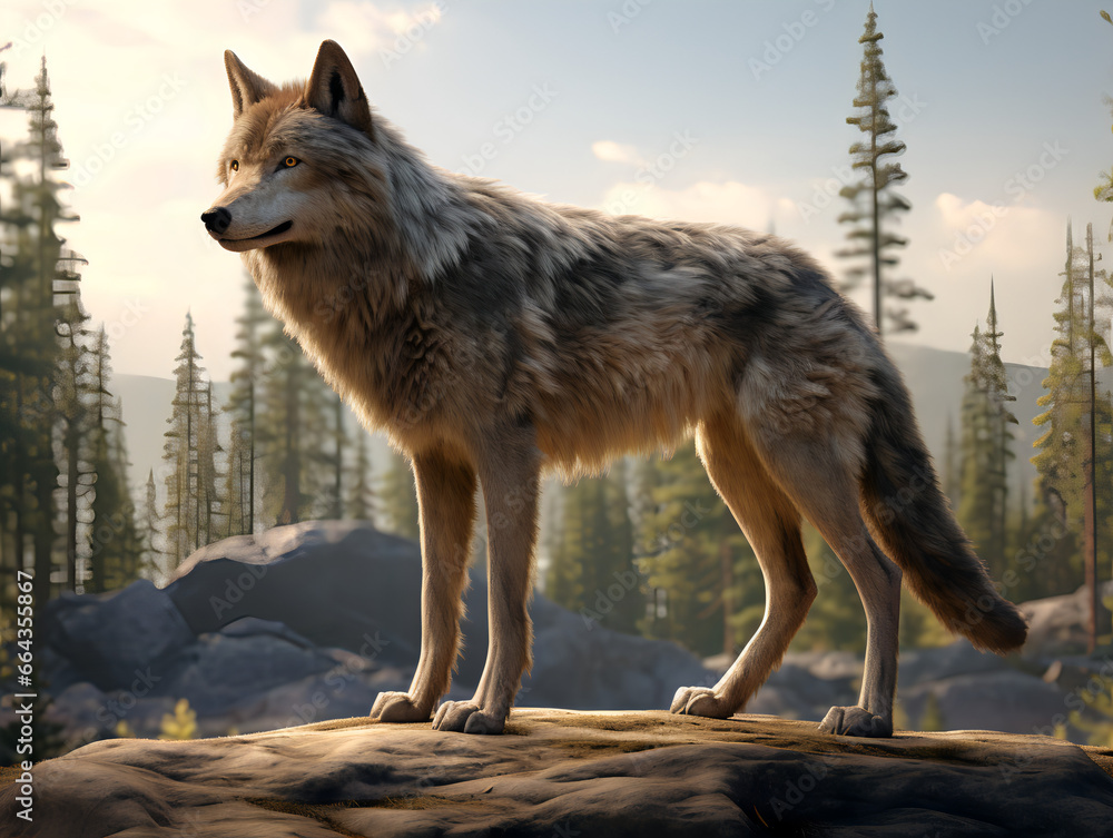 Fototapeta premium gray wolf in the wild