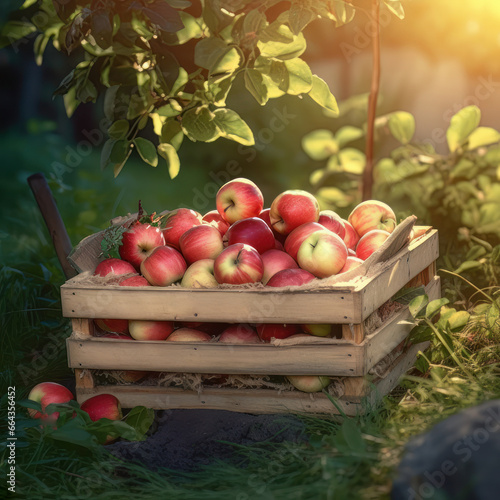 Bountiful Harvest  A Crate of Crisp Apples