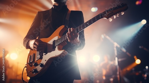 Music band group perform on a concert stage.Music band performing in a recording studio.