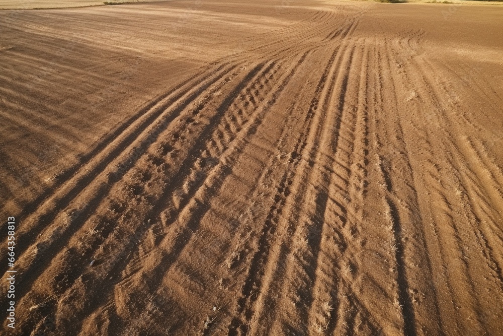 Aerial Tractor Tracks on Plowed Field Aerial Tractor Tracks on Plowed Field