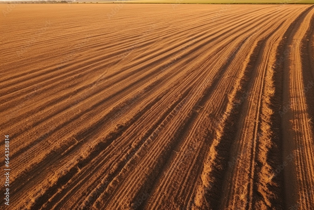 Aerial Tractor Tracks on Plowed Field Aerial Tractor Tracks on Plowed Field