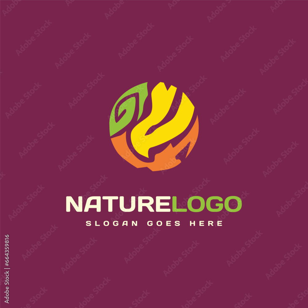 Nature circle logo design for brand identity and company logo design