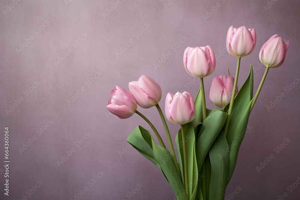picture of tulips against a plain backdrop. Generative AI picture of tulips against a plain backdrop. Generative AI