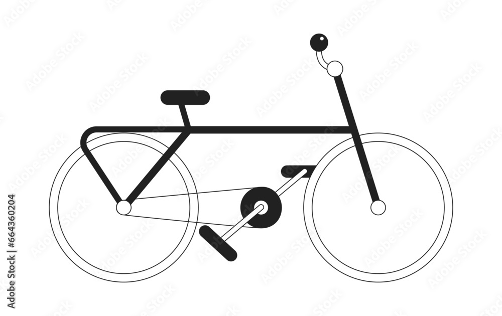 Sport bicycle monochrome flat vector object. Eco vehicle with wheels. Editable black and white thin line icon. Simple cartoon clip art spot illustration for web graphic design Sport bicycle monochrome flat vector object. Eco vehicle with wheels. Editable black and white thin line icon. Simple cartoon clip art spot illustration for web graphic design