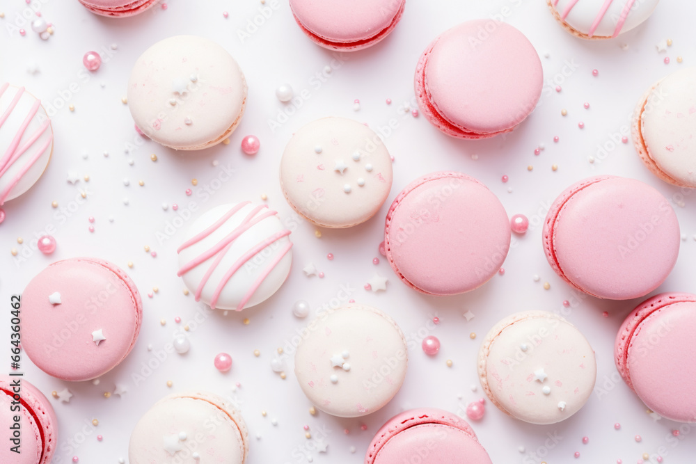 pink macarons pattern on a pastel pink background for a baby shower pink macarons pattern on a pastel pink background for a baby shower