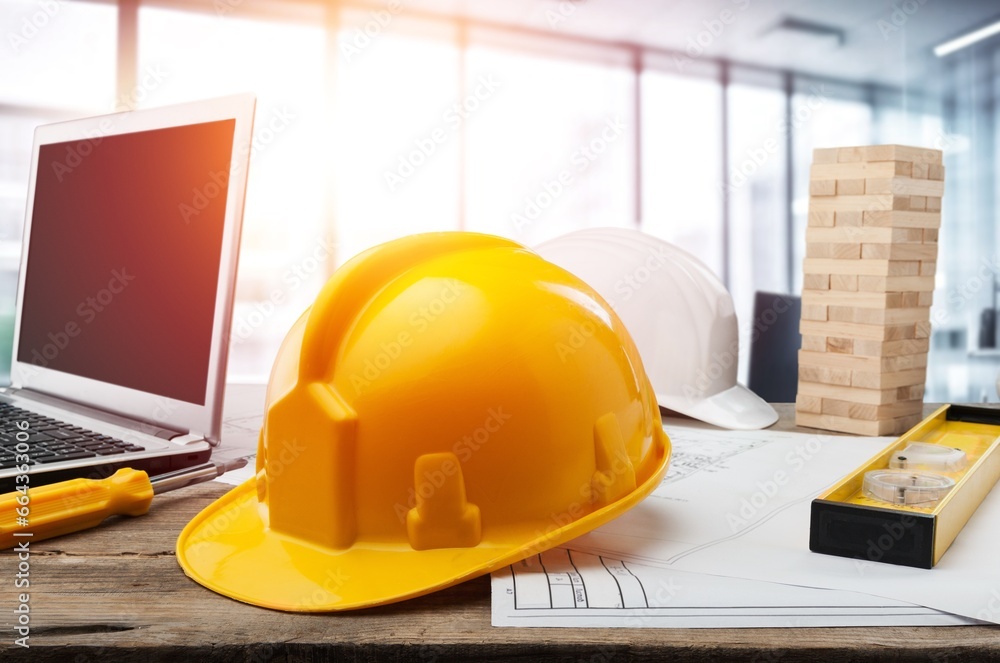 Civil engineer meeting concept on construction site, AI generated image