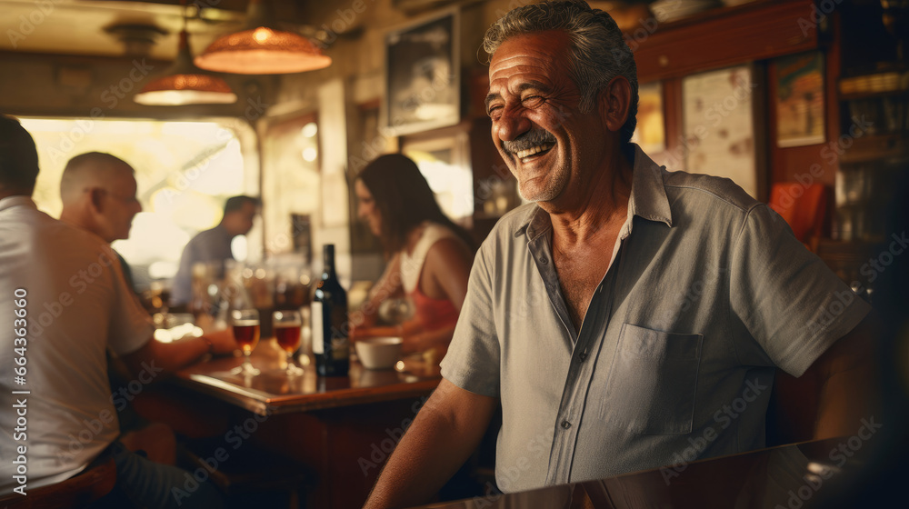 Jovial Greek Taverna Toasting Patrons Jovial Greek Taverna Toasting Patrons