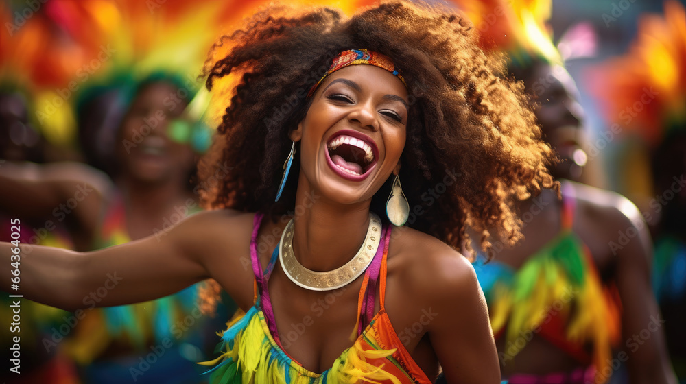 Joyful Caribbean Calypso Dancer Moves with Infectious Energy and Vibrant Colors