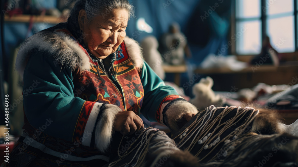 Detailed Parka Creations: Proud Inuit Seamstress Crafts with Vision