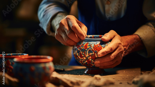 Turkish Ceramics Artist Shaping Ottoman-Inspired Vase with Wet Earth photo