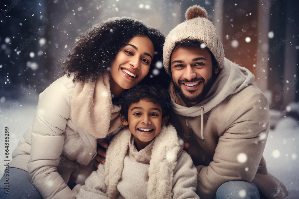 Fototapeta premium Indian young family having fun with little child