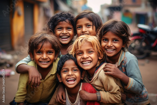 Group of happy Indian rural children © Niks Ads