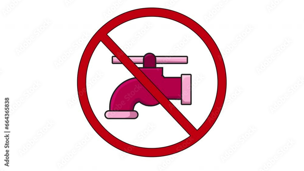 animated video of the prohibited icon and the water tap icon animated video of the prohibited icon and the water tap icon