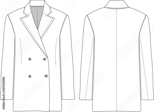 oversized coat jacket technical drawing flat sketch 