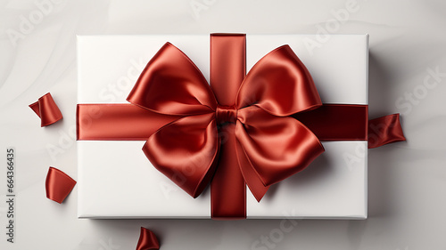 Luxury ribbon gift box. Surprise gift design gift box for anniversary, birthday, celebration, etc., Generative AI © landstar