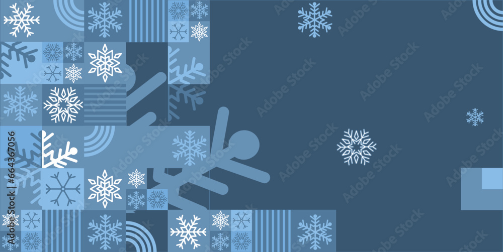 Snowflakes, Christmas, winter - background, , vector illustration in Bauhaus style