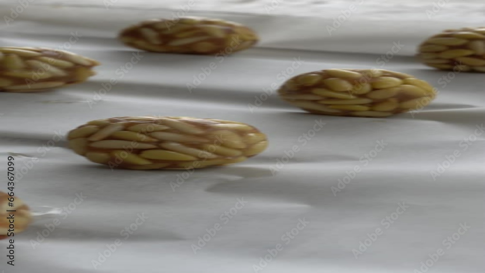 Several pine nut panellets fresh from the oven. Typical snack eaten on the feast of All Saints in Catalonia. Several pine nut panellets fresh from the oven. Typical snack eaten on the feast of All Saints in Catalonia.