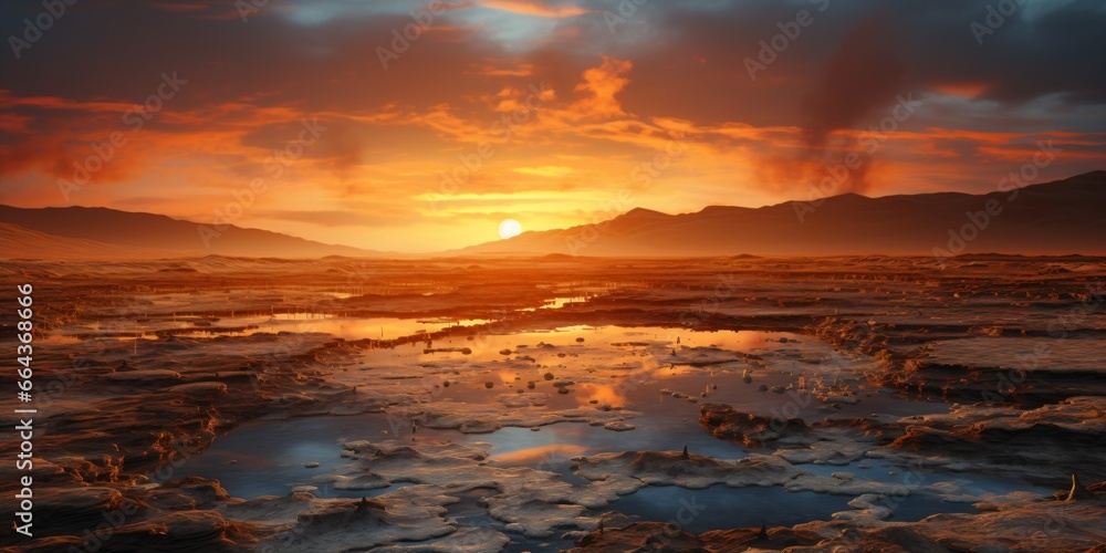 impressive and spectacular sunset desert landscape