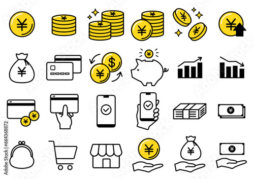 お金のアイコンセット_ベクターイラスト