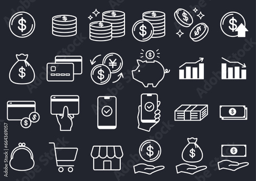 お金のアイコンセット_ワンカラー＿ベクターイラスト