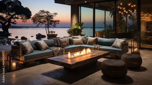 outdoor patio with a fire pit