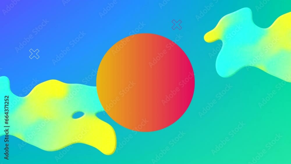 Animation of abstract shapes with glitch effect against green gradient backgroundwith copy space Animation of abstract shapes with glitch effect against green gradient backgroundwith copy space