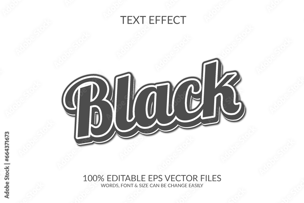 Black 3d vector eps editable text effect illustration template
