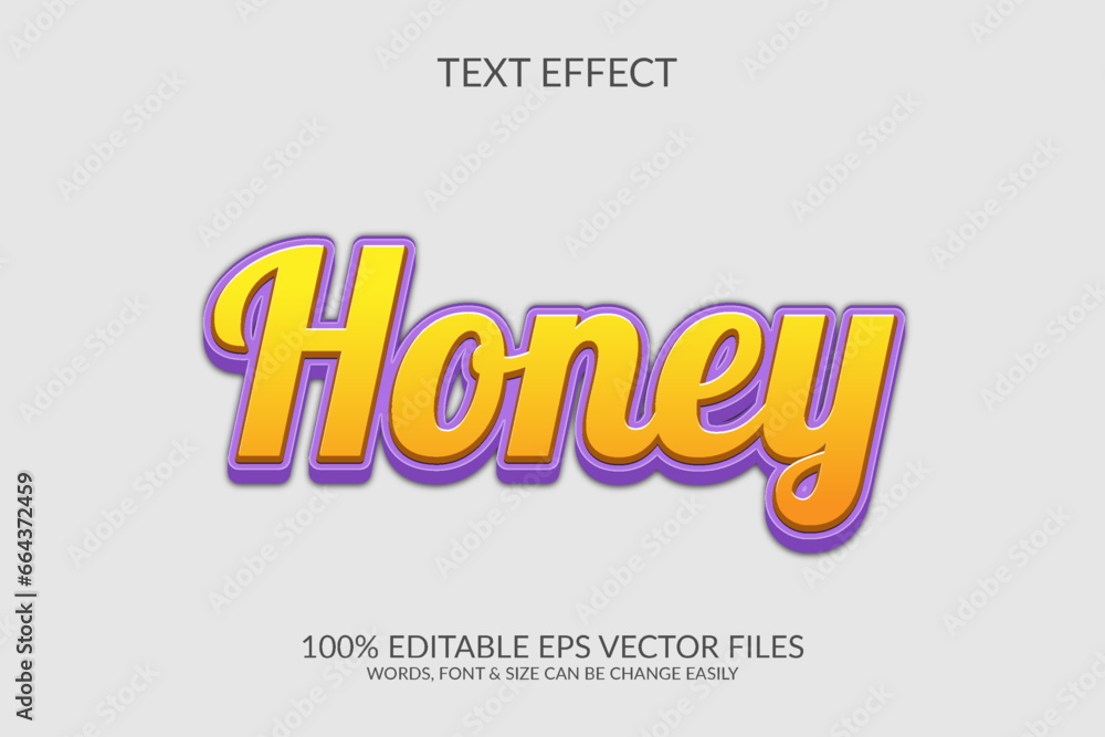 Honey 3d vector eps editable text effect illustration template