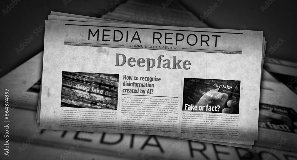 Deepfake AI disinformation fake news newspaper printing media ...