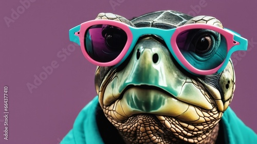 turtle wearing shirt and sunglasses