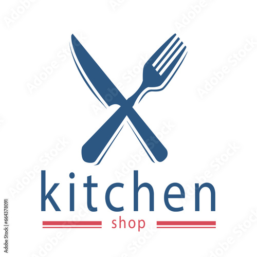 Kitchen logo business design with knife and fork elements