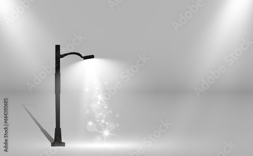 Lantern on the background. Bright modern street lamp. vector illustration. Beautiful light from a street lamp.	

