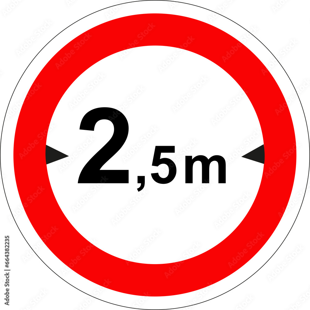 Panneau routier: Accès interdit dont la largeur dépasse la dimension indiquée Panneau routier: Accès interdit dont la largeur dépasse la dimension indiquée