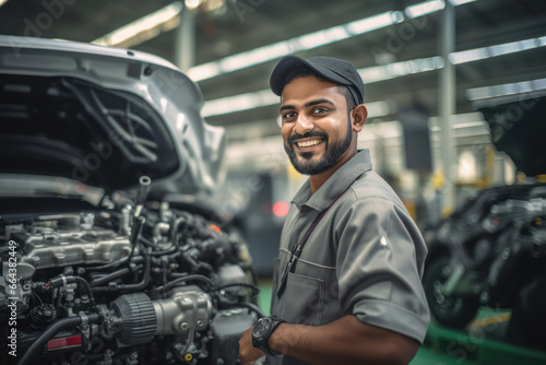 Successful car mechanic standing at garage © Neha