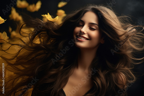 Young beautiful woman with shiny hair