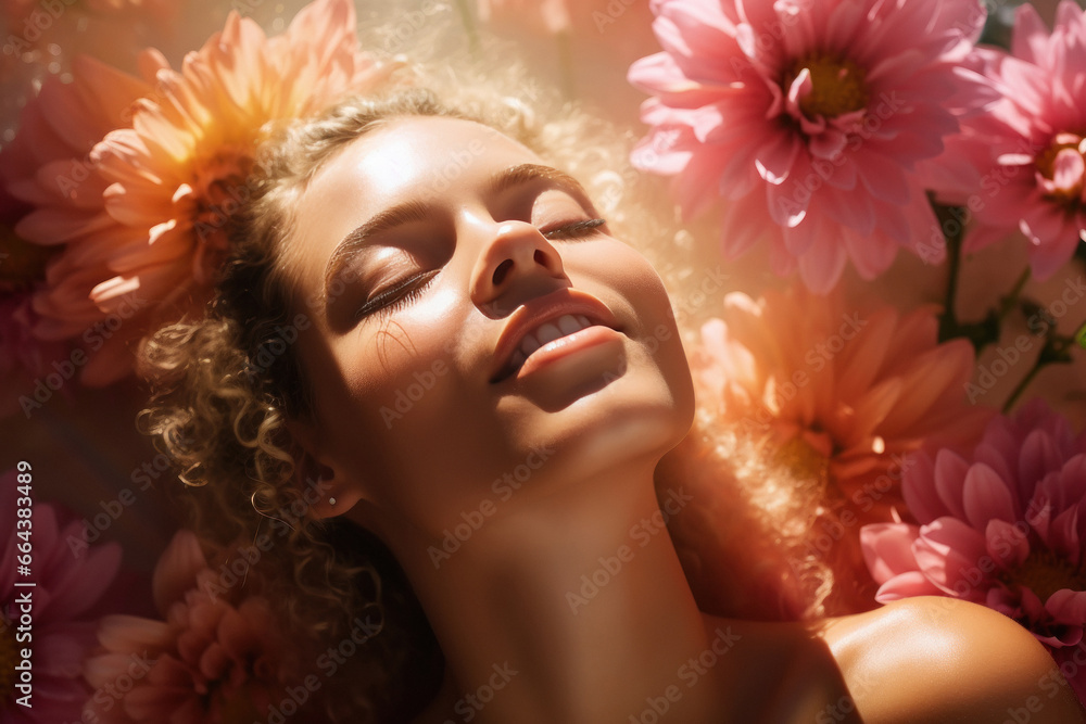 Beautiful woman face with flower