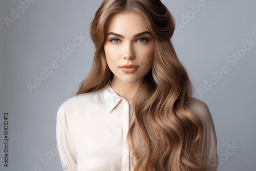 Young beautiful woman with shiny hair