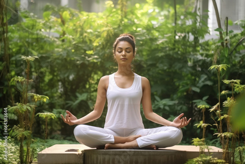 Young indian woman doing meditation or yoga