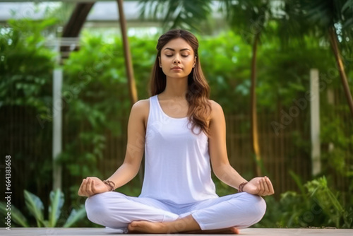 Young indian woman doing meditation or yoga