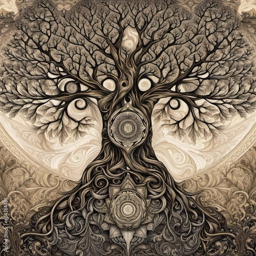 mystical tree, esoteric symbol