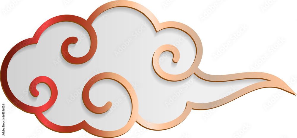Chinese style relief golden outline spiral cloud