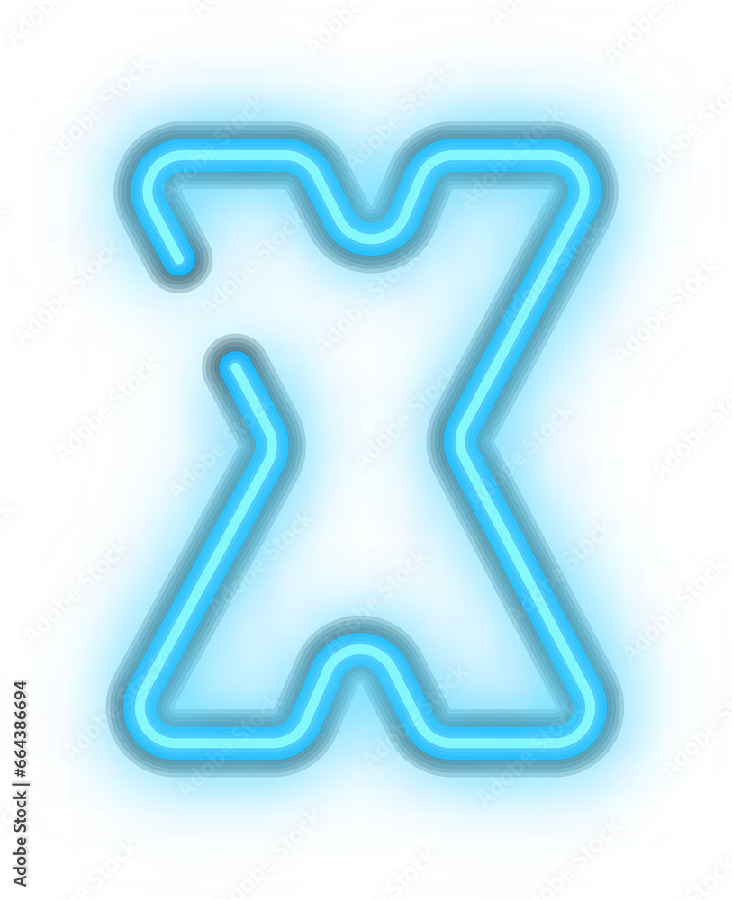 Blue neon light effect uppercase alphabet X Blue neon light effect uppercase alphabet X