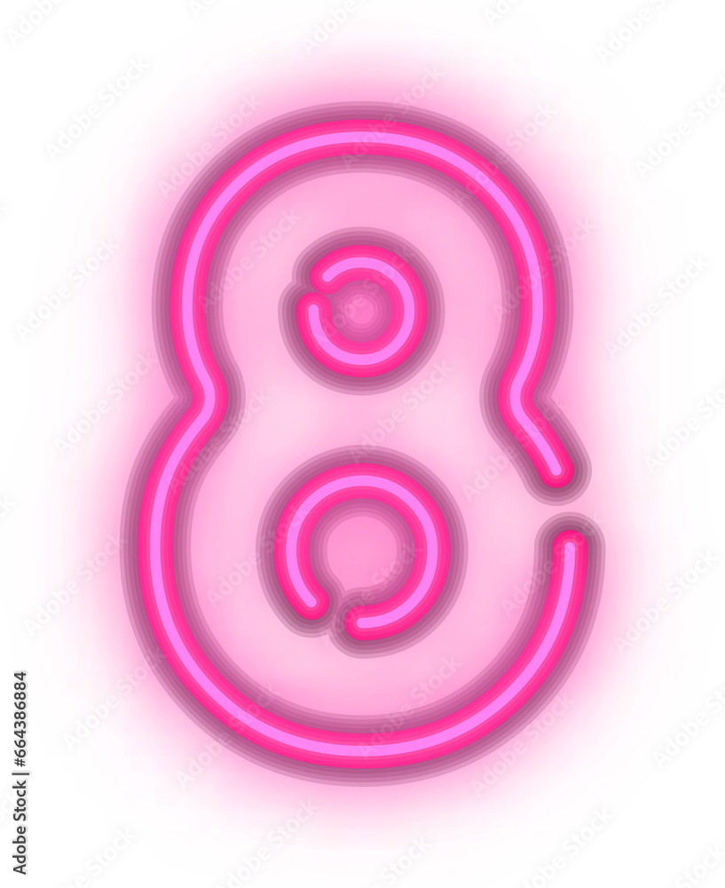 Pink neon light effect number typography design Pink neon light effect number typography design