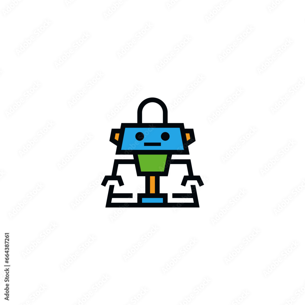 Robot and shopping package logo design. Robot and shopping package logo design.