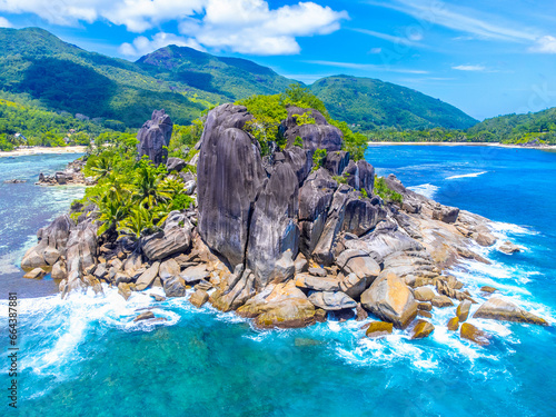 Granite boulders by the sea in Islette island photo