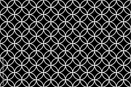 Japanese Vintage Seamless Pattern With A Black Background. Vector Illustration. Horizontally And Vertically Repeatable. 