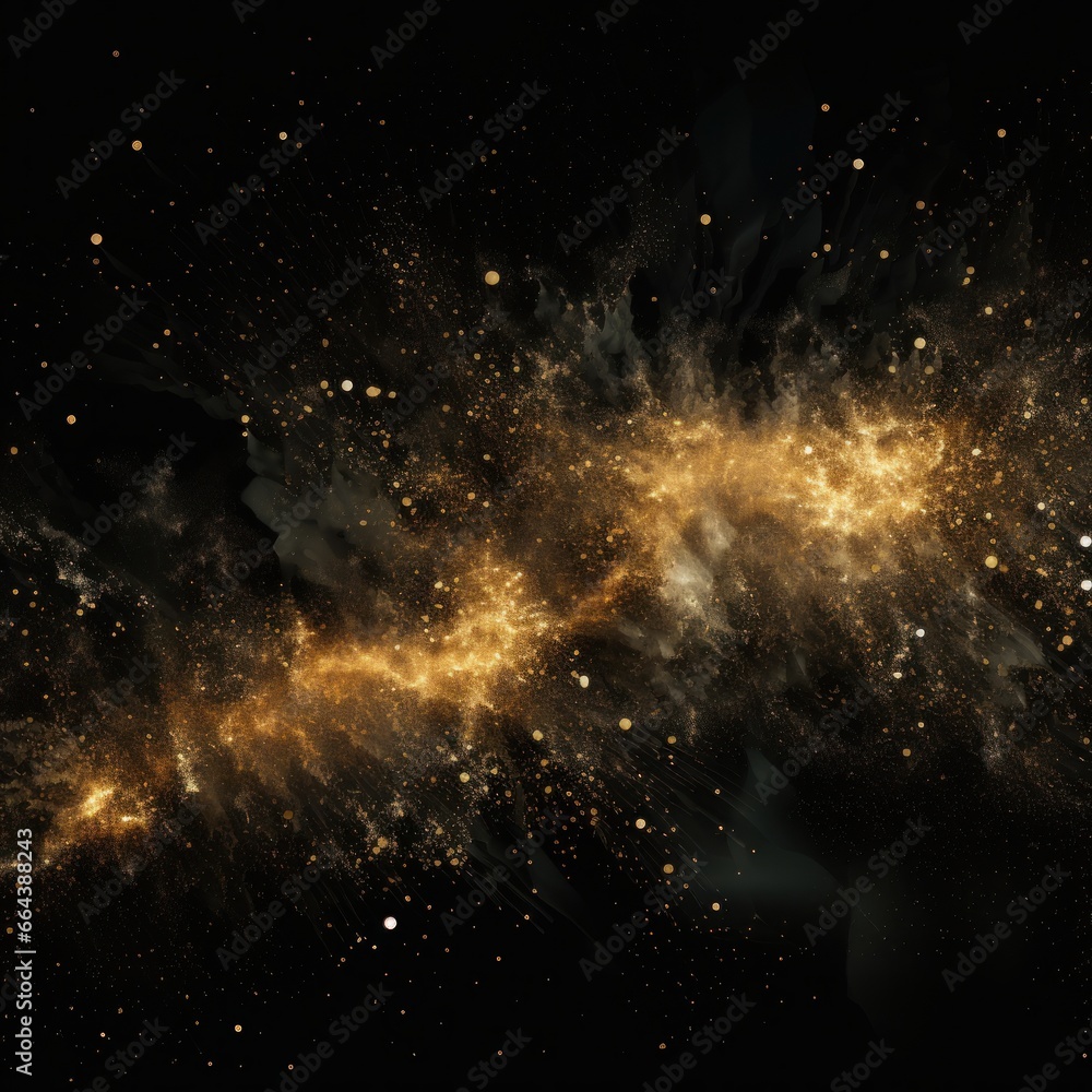 Obraz premium Golden Particles on Black Background