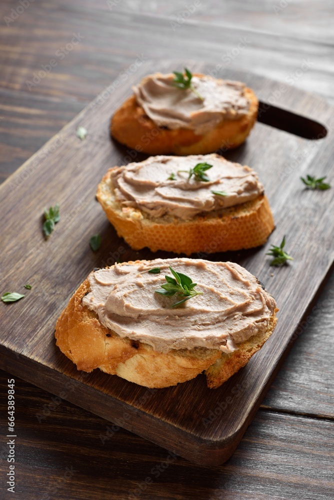 Toasted bread with chicken liver pate Toasted bread with chicken liver pate